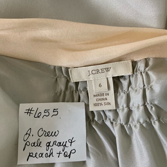 J. Crew - pale gray and peach silk halter top with tie on neck - Picture 4 of 5